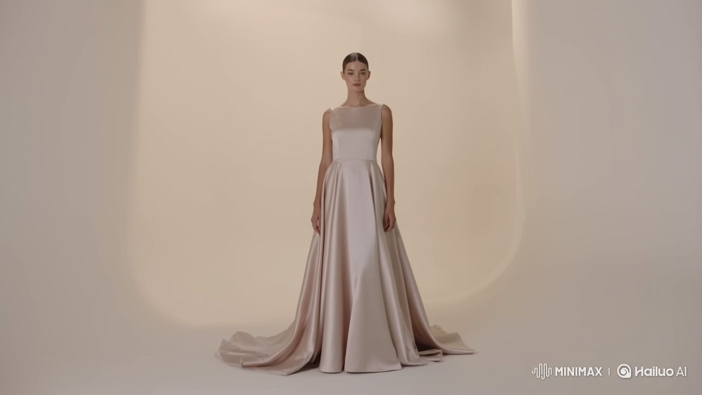Elegant Model Showcases Dress in High Fashion Ad