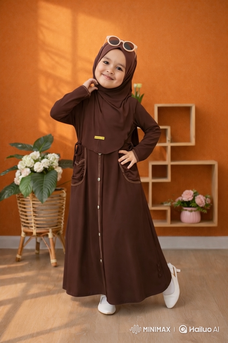 Young Girl Poses as Fashion Model in Stylish Room
