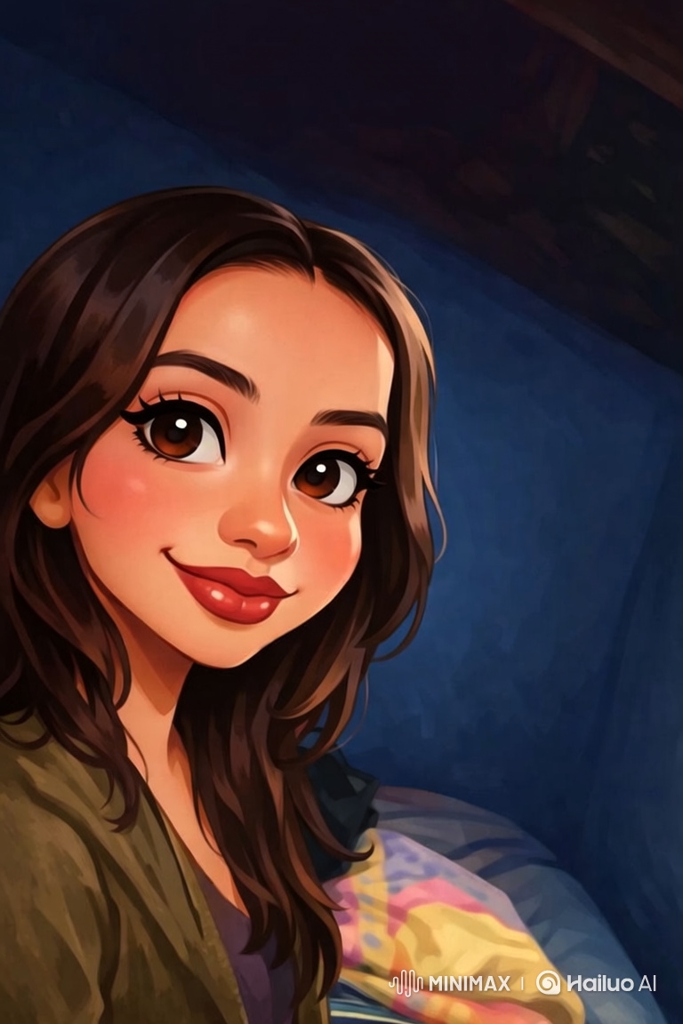 Digital Portrait: Animated Young Woman in Close-Up