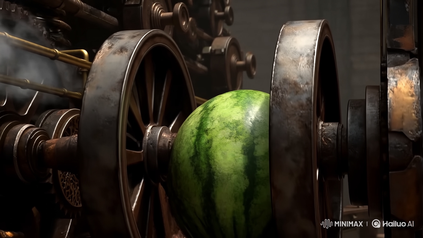 Steampunk Engine Flywheels Explode Watermelon