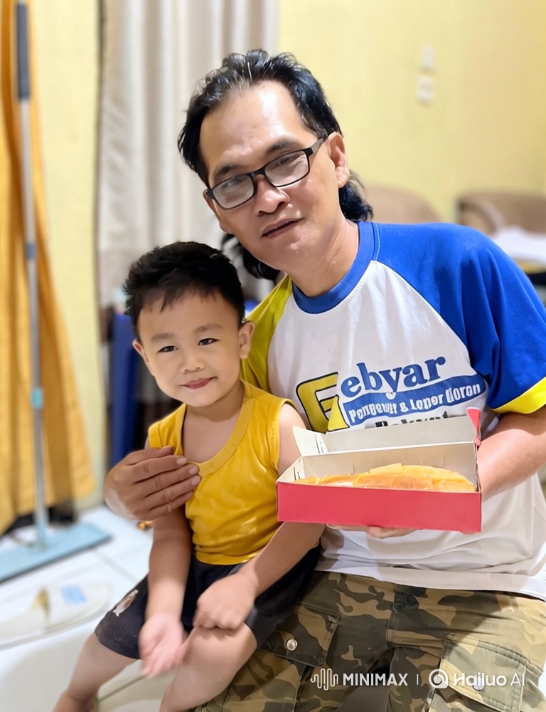 A Tender Moment: Father, Son, and Cake