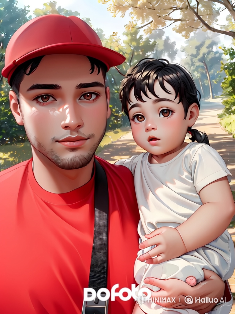 Father & Son's Loving Embrace in Sunny Park