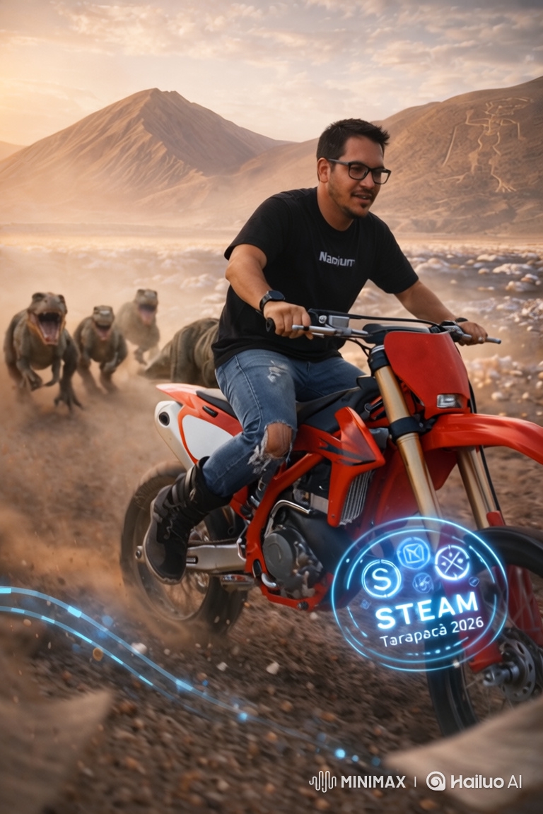Epic Desert Chase: Motorcycle vs. Dinosaurs