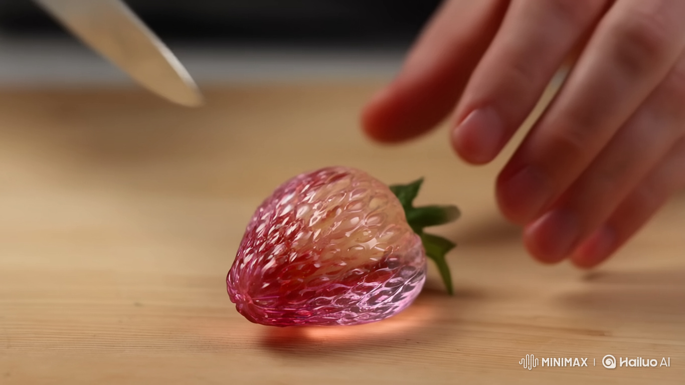 Satisfying Slices of a Pink Glass Strawberry