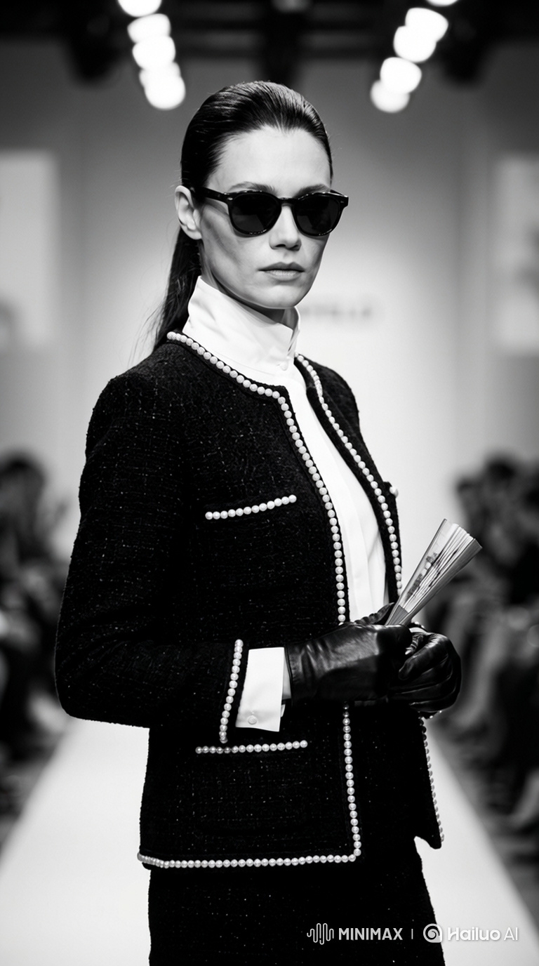 Chic Model's Runway Walk: Push-in & Details