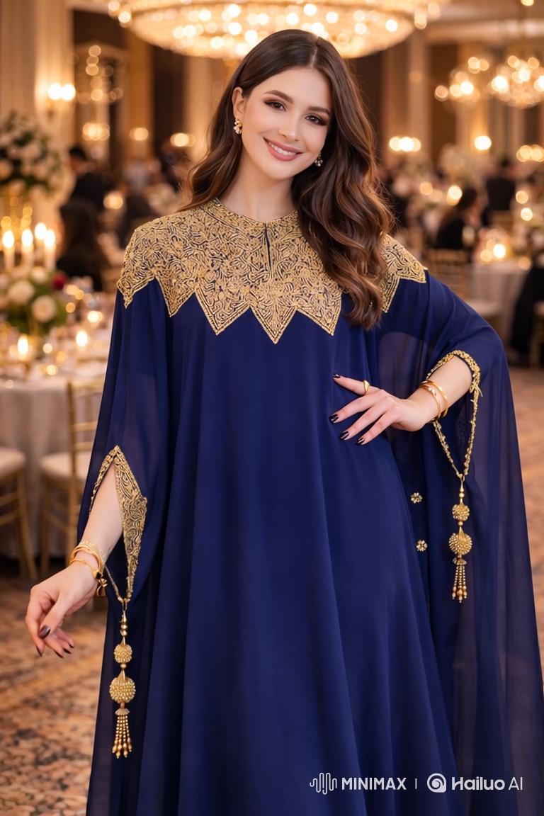Elegant Woman in Golden Gown: Ballroom Grace