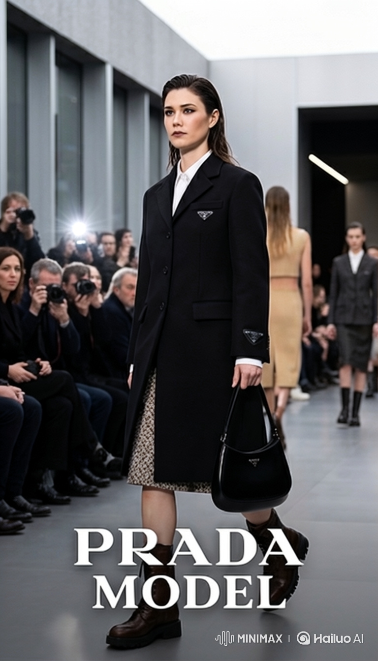 Prada Runway: Focused Model's Confident Walk