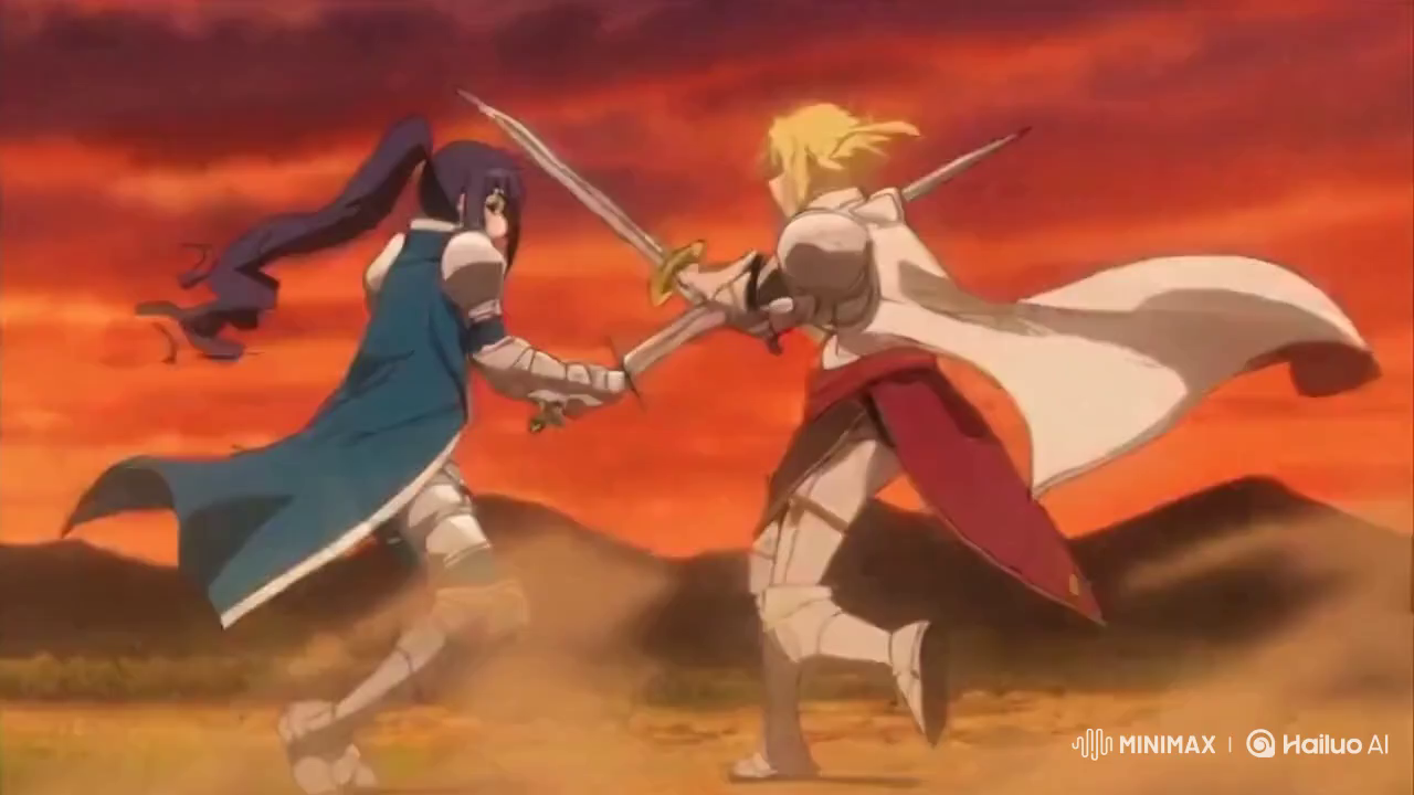Epic Anime Duel: Armored Knights at Sunset
