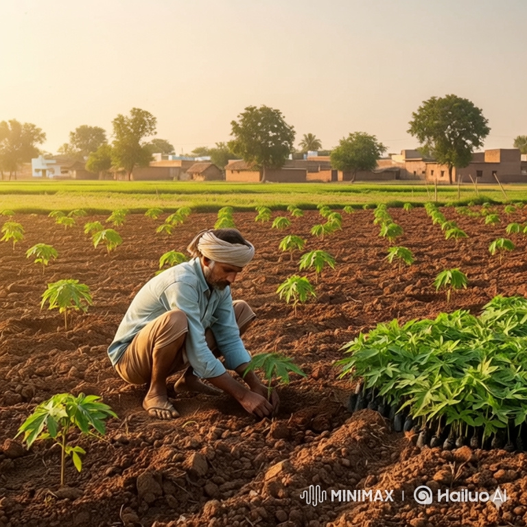 Sunset Planting: A Farmer's Hopeful Toil