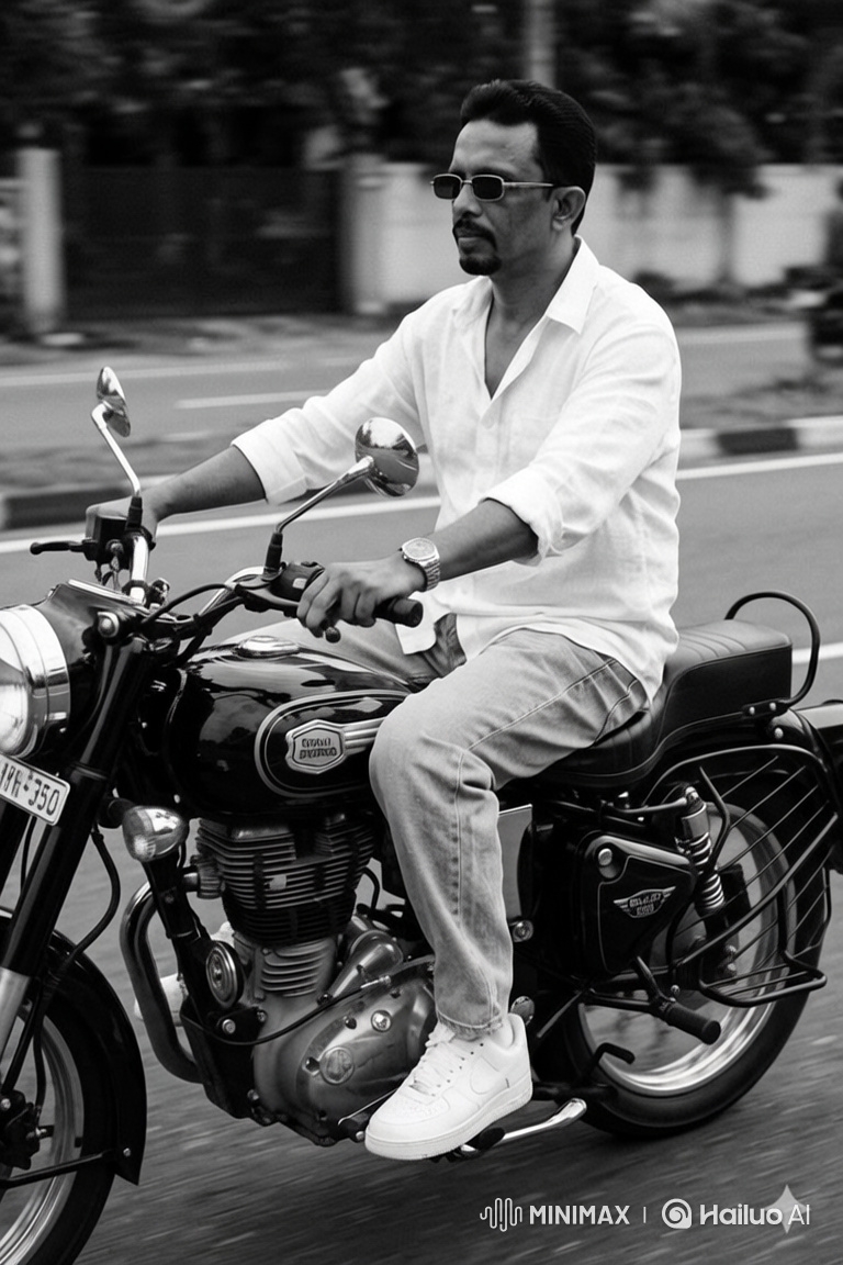 Black & White Royal Enfield: Ultra-Realistic Film
