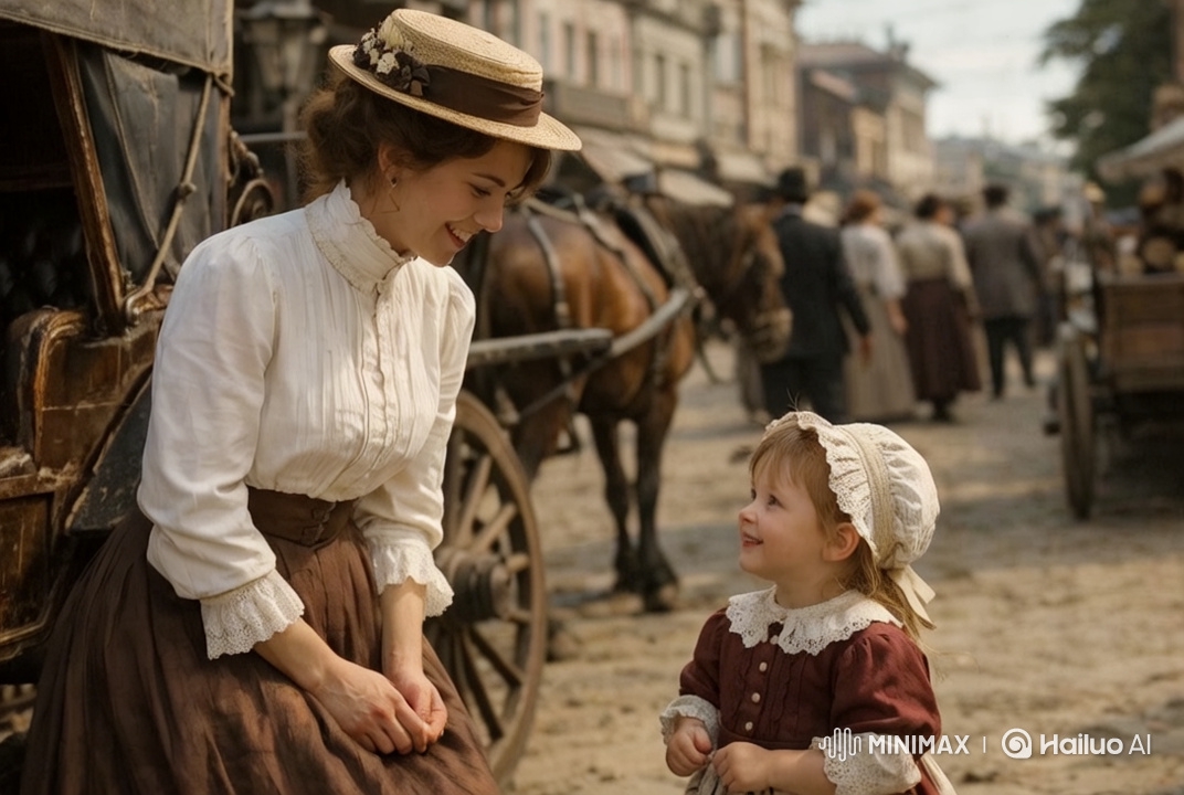 Poltava 1890s: Woman & Girl, Lively Street