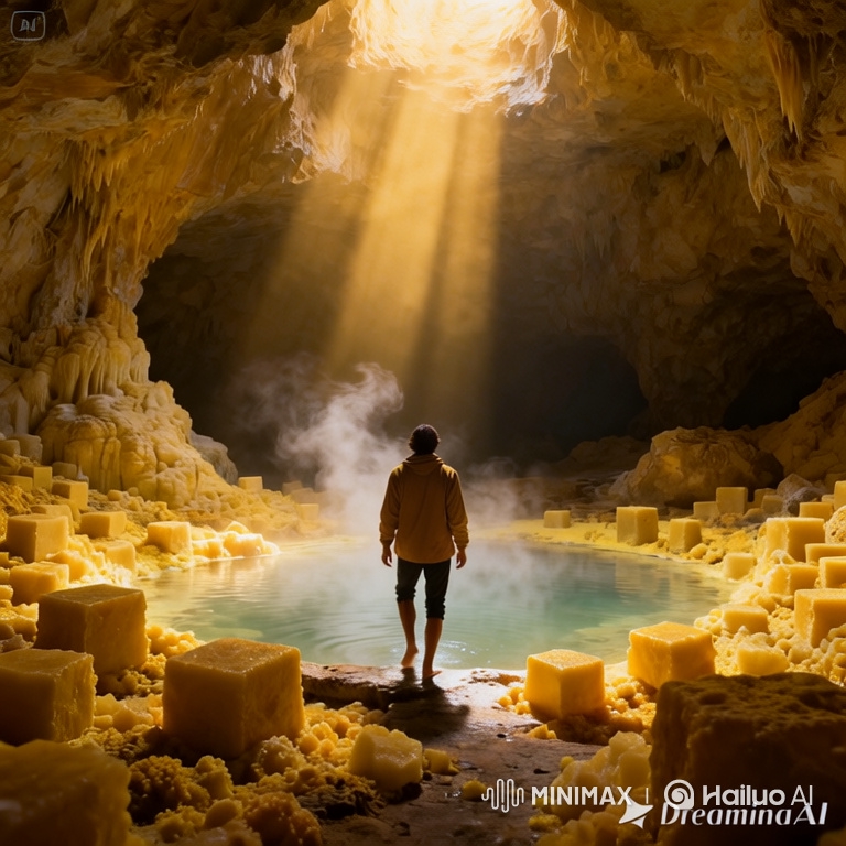 Enchanted Cave Dip: Golden Light & Sulfur Cubes